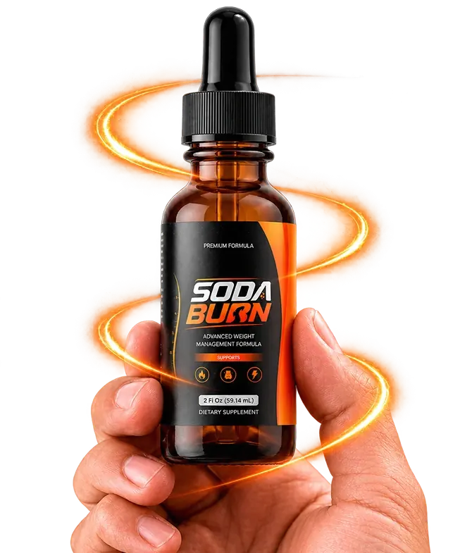 Hand holding a dropper bottle of Soda Burn
